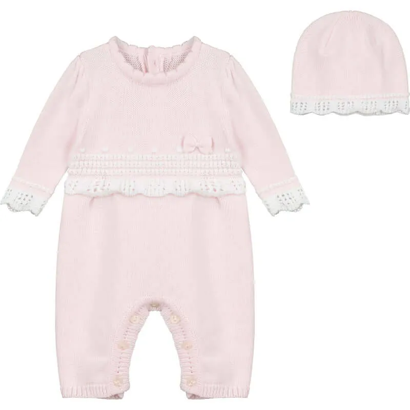 Ensemble tricoté pour bébé fille Elise avec bonnet