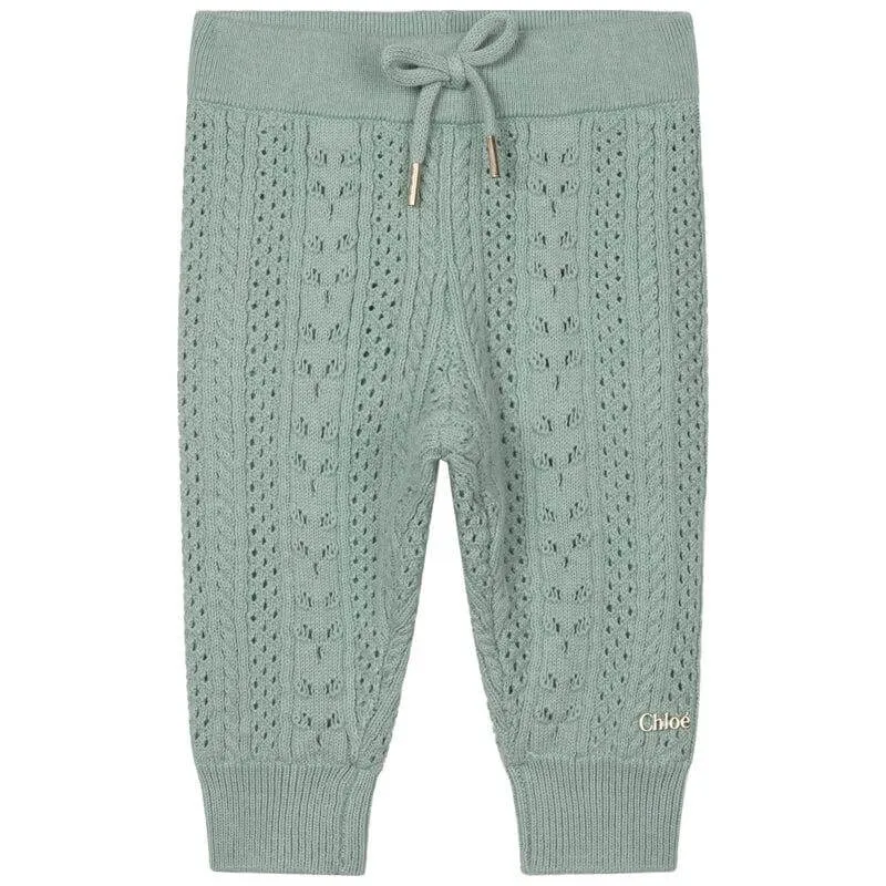 Pantalon en maille verte pour bébé fille