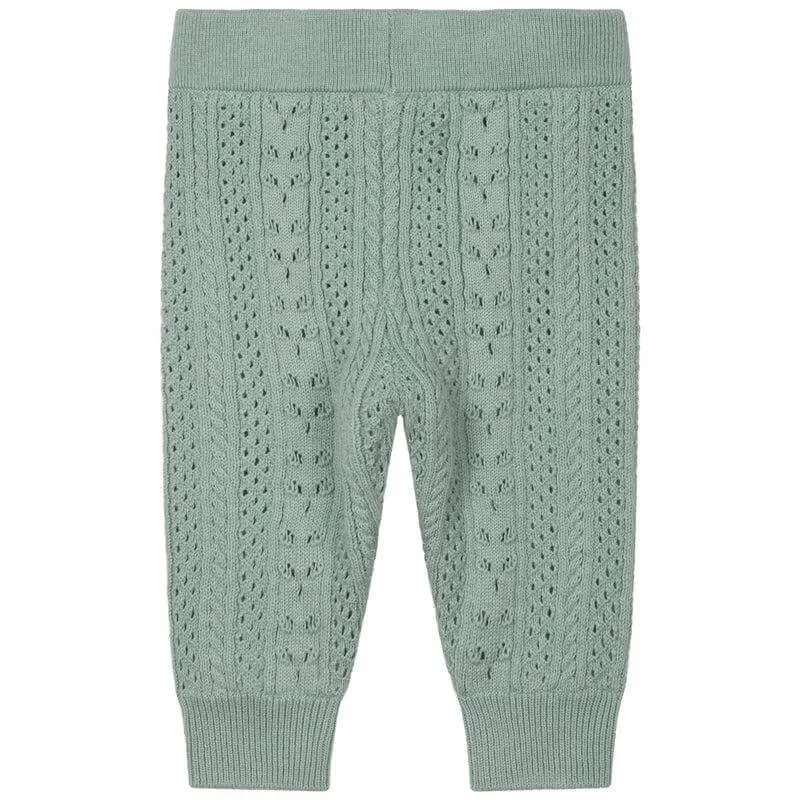 Pantalon en maille verte pour bébé fille