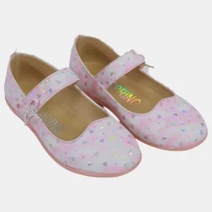 Chaussures en cuir pour bébé fille – Rose avec détails en forme de cœur