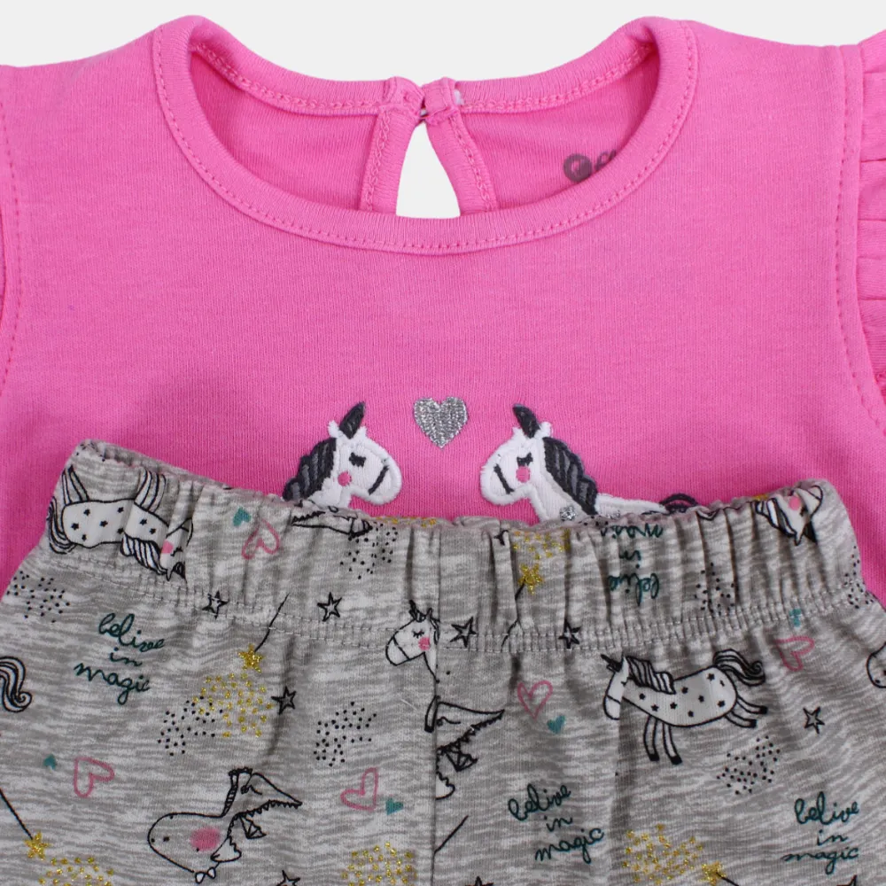 Pyjama pour bébé fille – Rose avec motif licorne