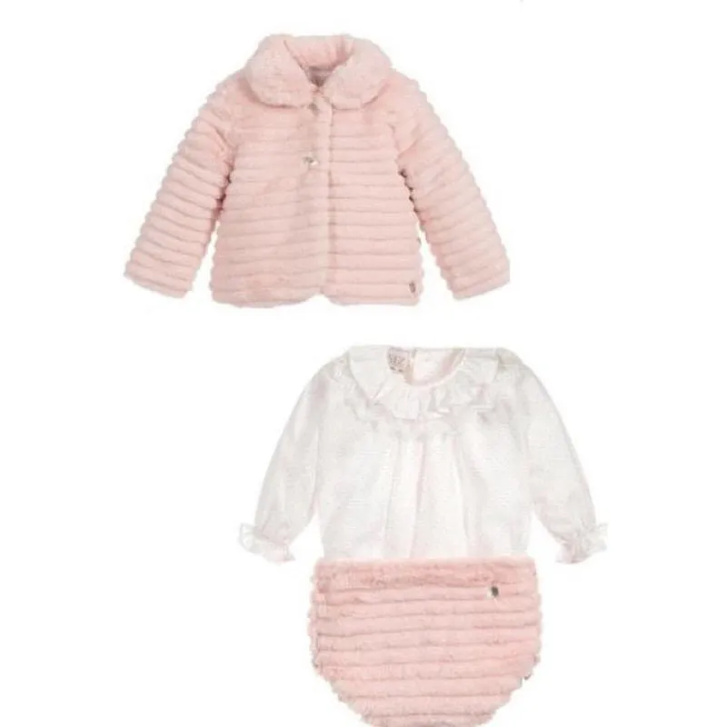 Ensemble 3 pièces rose pour bébé fille