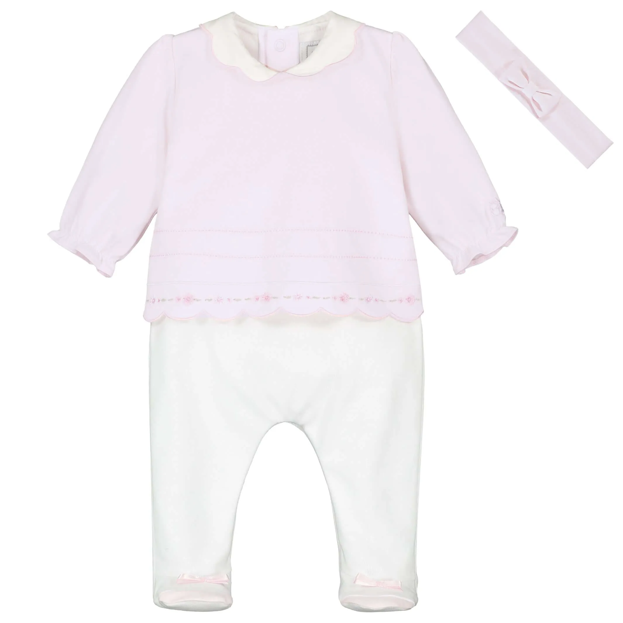 Grenouillère rose pour bébé fille & bandeau