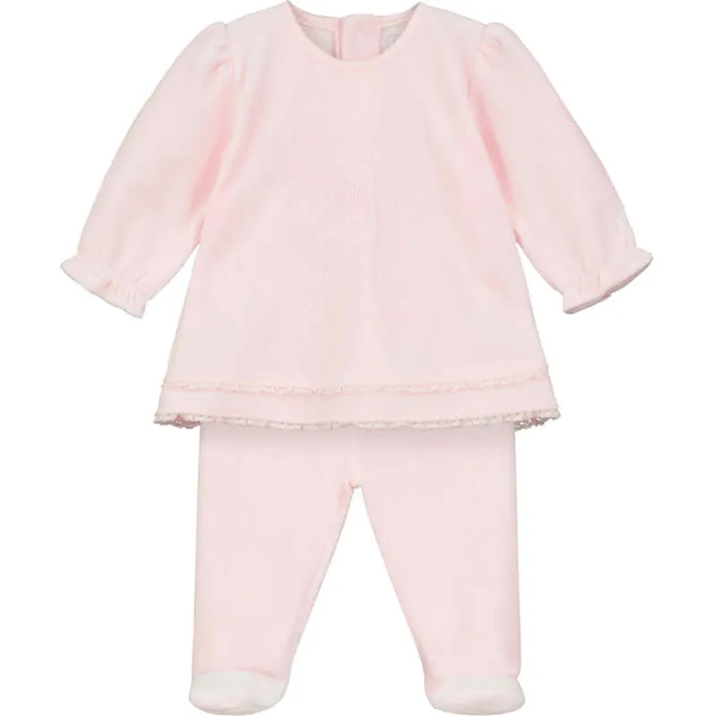 Ensemble en velours rose Ella pour bébé fille