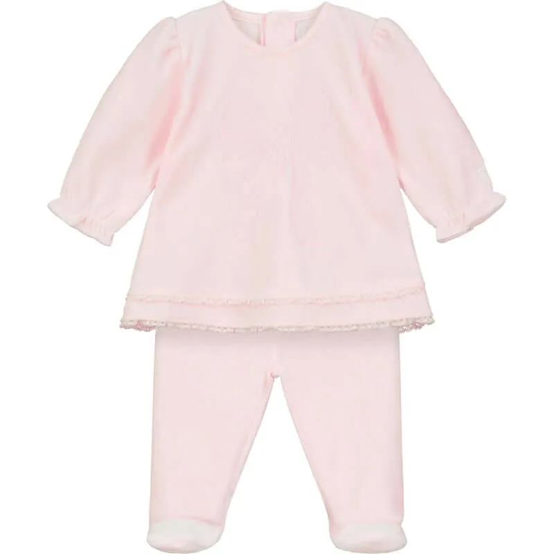 Ensemble en velours rose Ella pour bébé fille