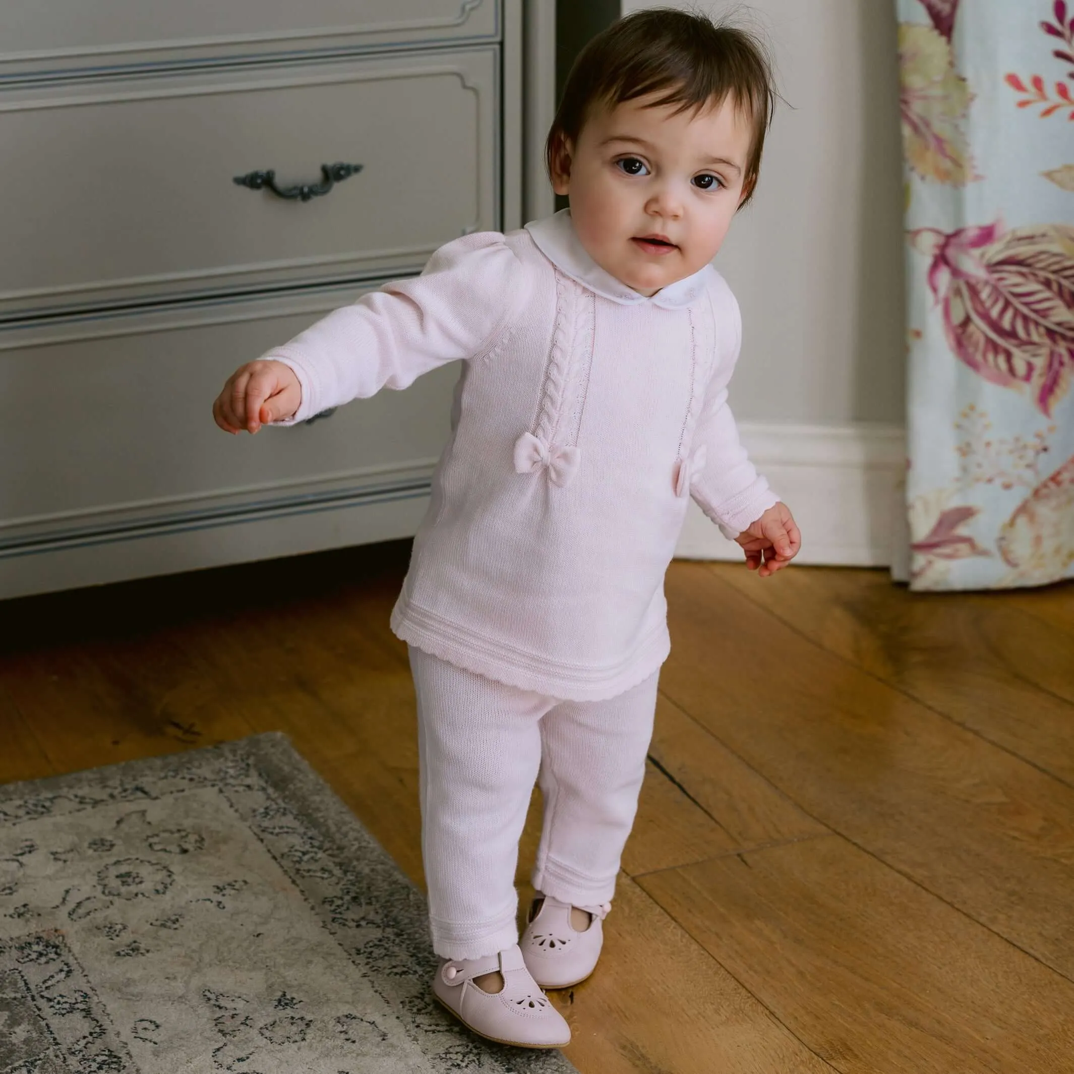 Ensemble tricoté rose Emilia pour bébé fille
