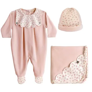 Ensemble 3 pièces floral rose pour bébé fille
