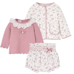 Ensemble 3 pièces floral rose pour bébé fille