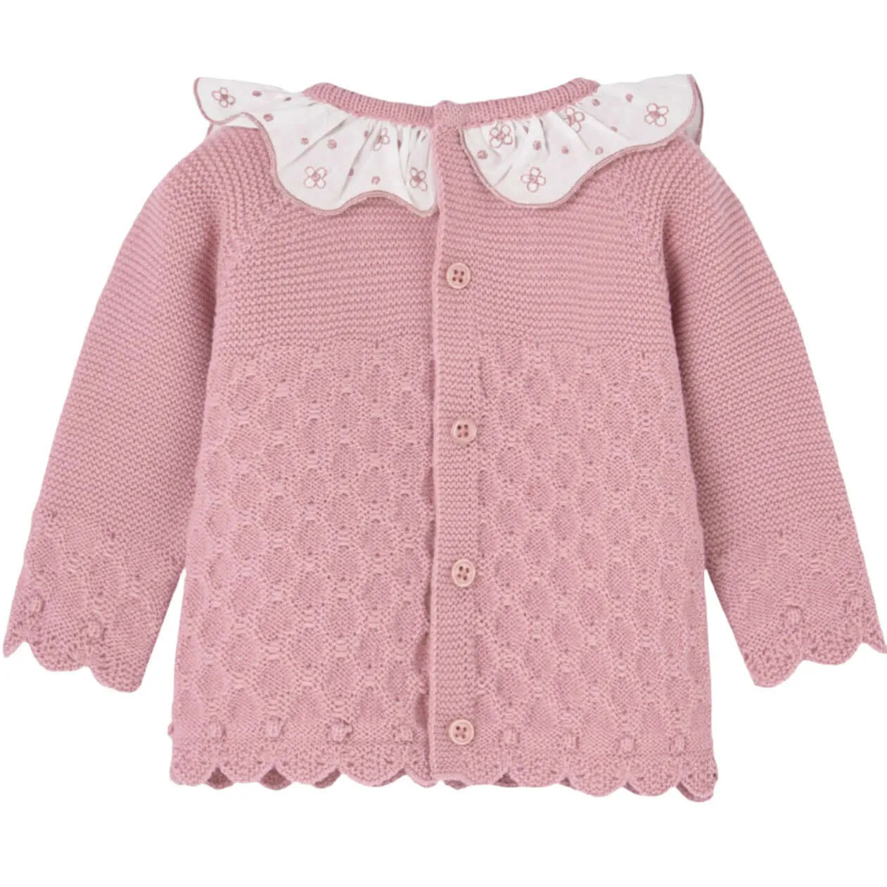 Ensemble en maille fleuri rose pour bébé fille