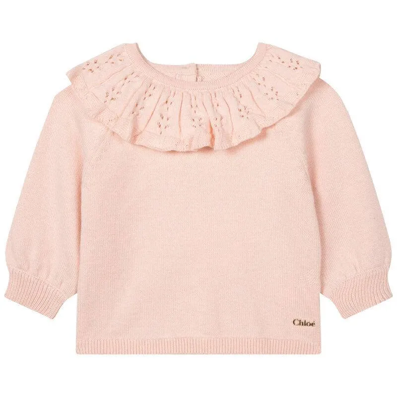 Pull en maille rose pour bébé fille