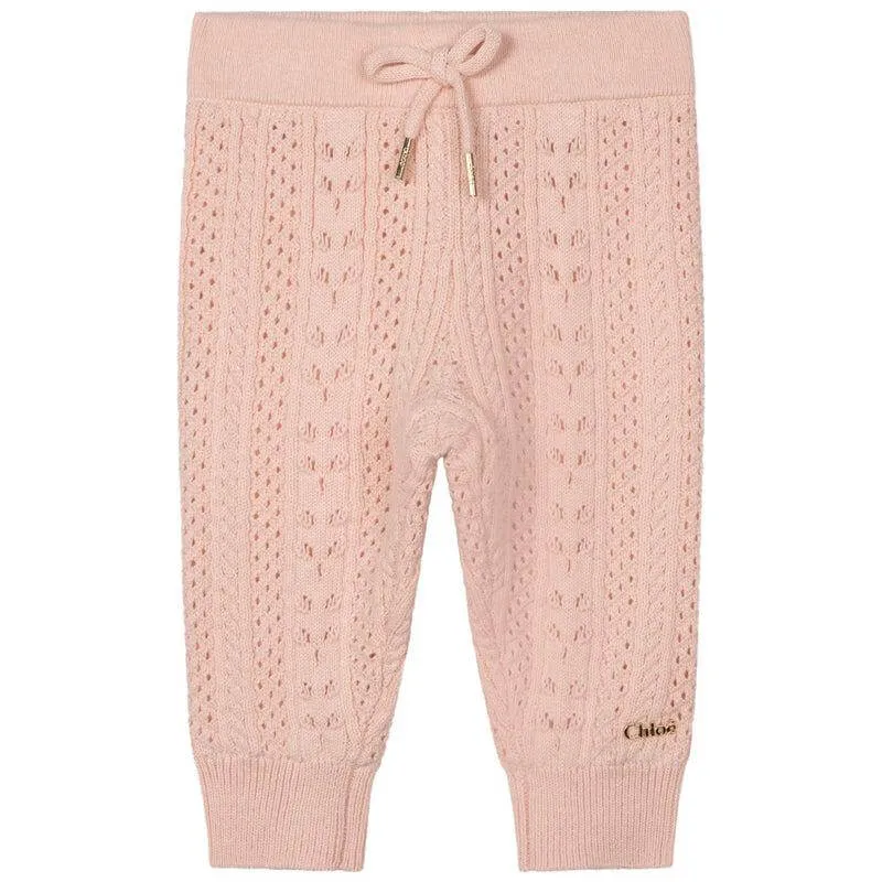 Pantalons en maille rose pour bébé fille