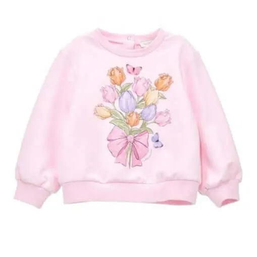 Pull rose tulipe pour bébé fille