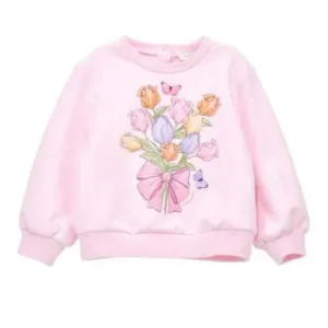 Pull rose tulipe pour bébé fille