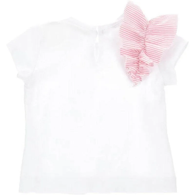 Ensemble Haut à Volants et Jupe Blanc pour Fille