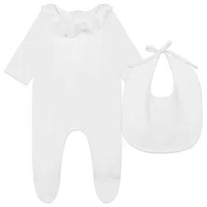 Ensemble de grenouillère en coton bio blanc pour bébé fille