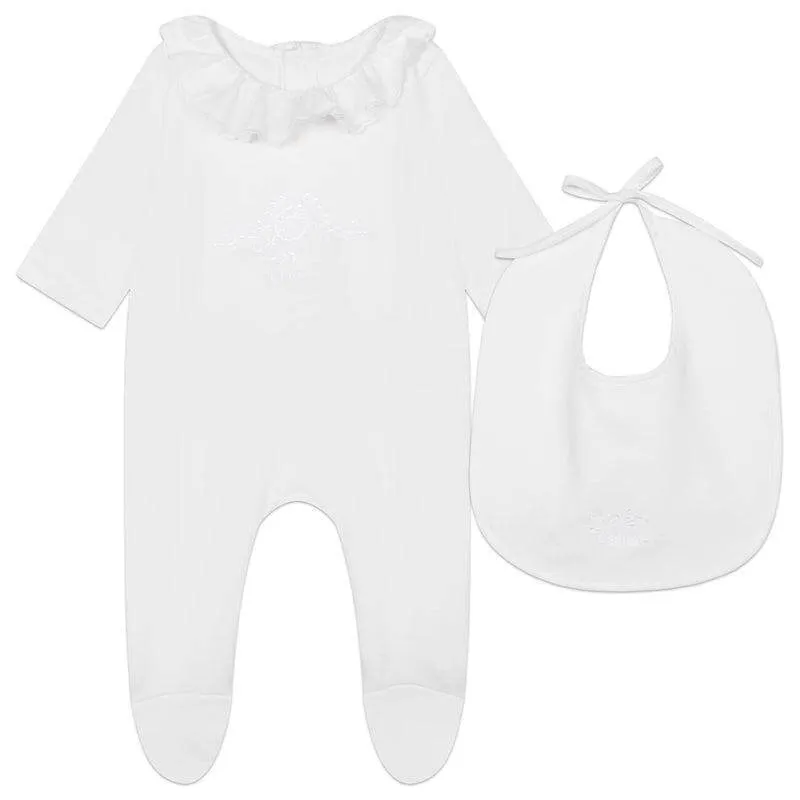 Ensemble de grenouillère en coton bio blanc pour bébé fille