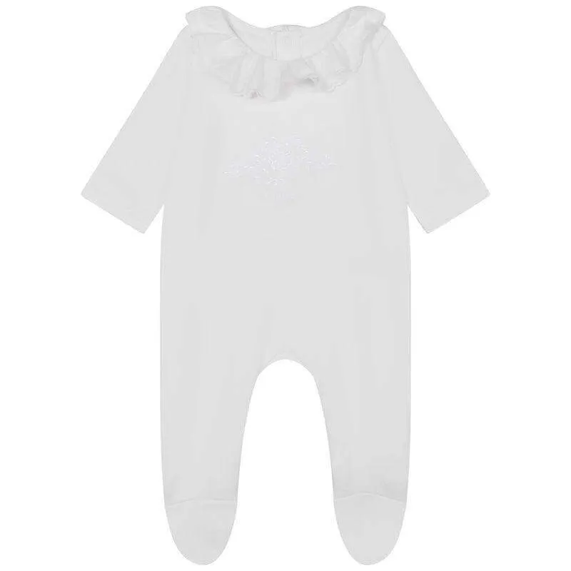 Ensemble de grenouillère en coton bio blanc pour bébé fille