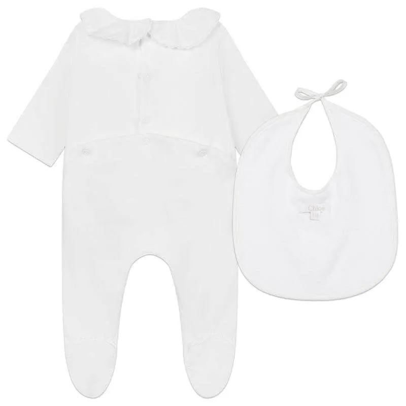 Ensemble de grenouillère en coton bio blanc pour bébé fille