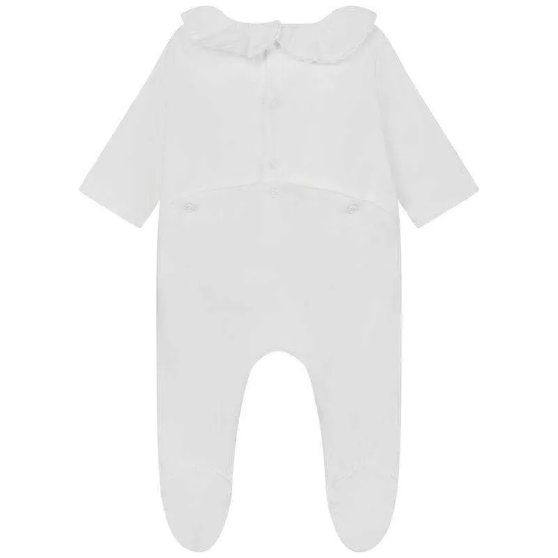 Ensemble de grenouillère en coton bio blanc pour bébé fille