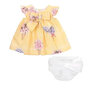 Ensemble Robe et Bloomer Jaune pour Bébé Fille