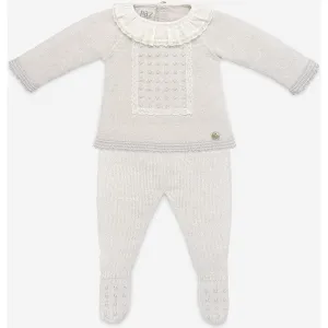 Ensemble tricoté 'Perseo' gris pâle pour bébé