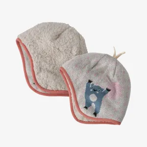 Bonnet Bébé Réversible - Bear With Me en Laine Blanche par Patagonia