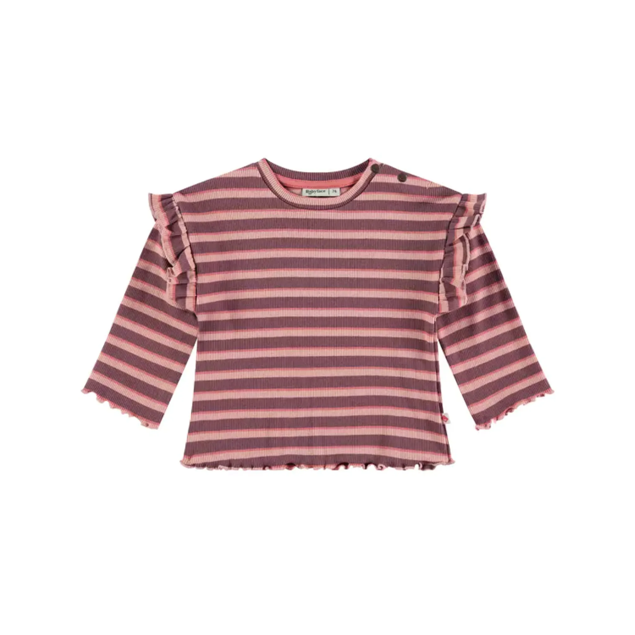 T-shirt bébé à manches volantées - Rayures violettes par Babyface