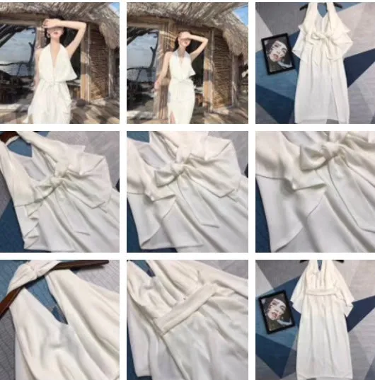 Robe blanche dos nu avec fente avant
