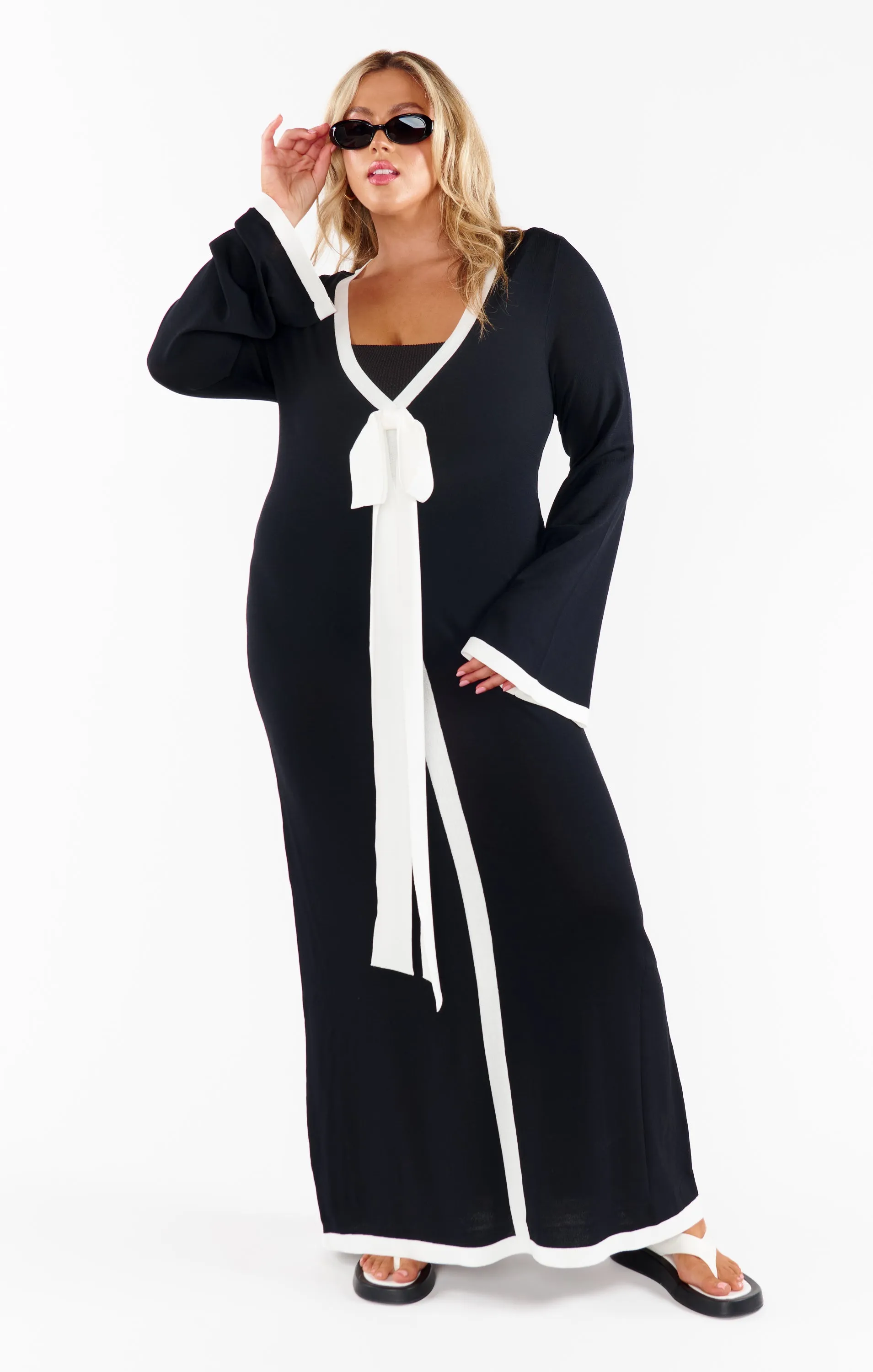 Robe Balboa ~ Maille contrastée noir et blanc
