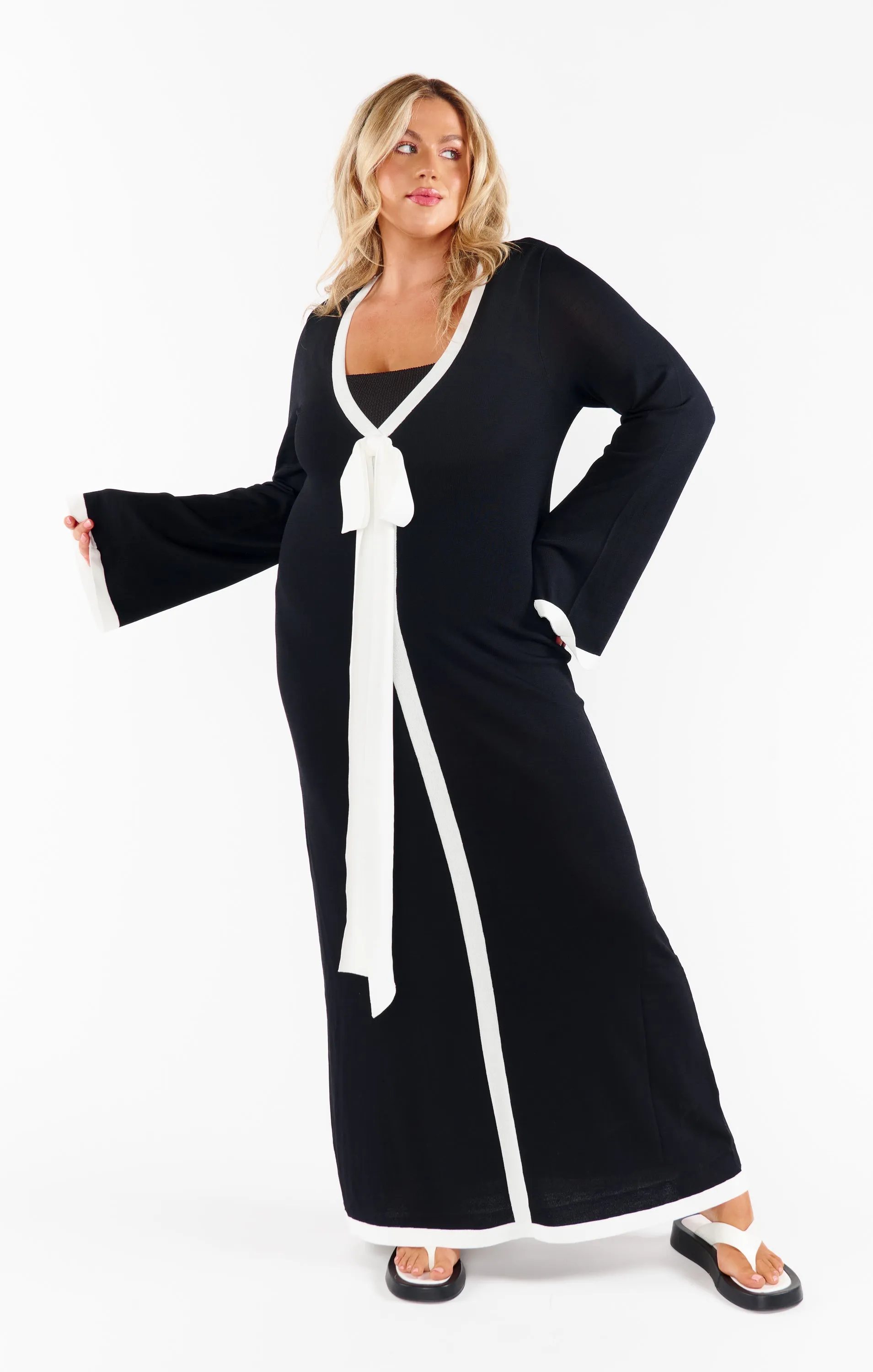Robe Balboa ~ Maille contrastée noir et blanc