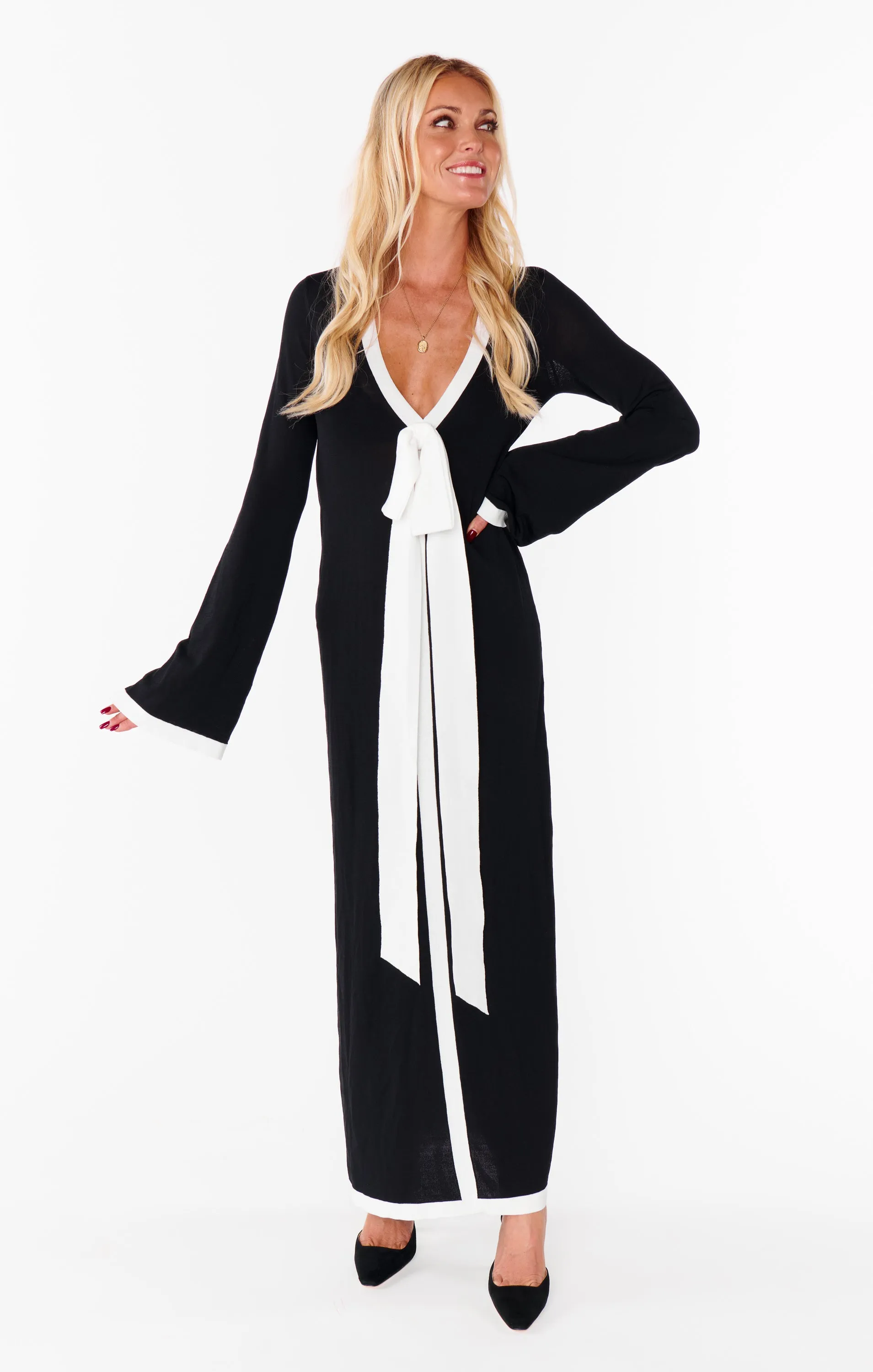 Robe Balboa ~ Maille contrastée noir et blanc