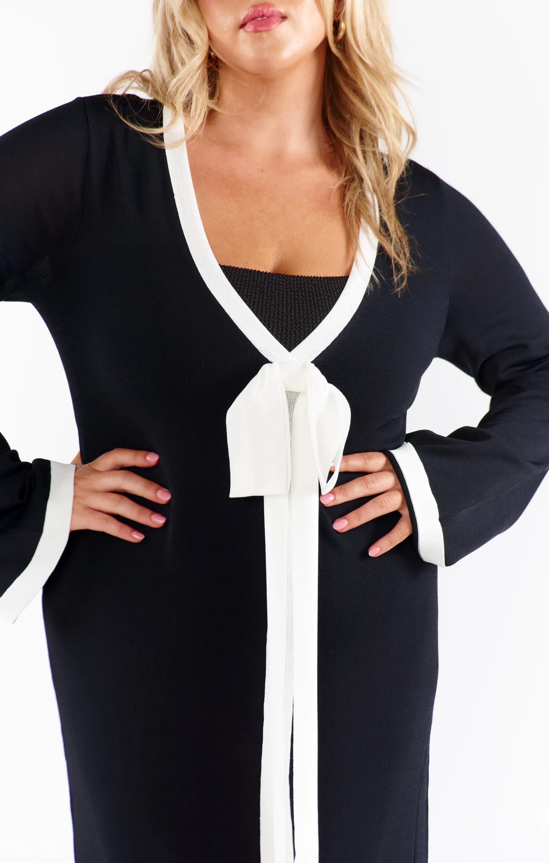 Robe Balboa ~ Maille contrastée noir et blanc