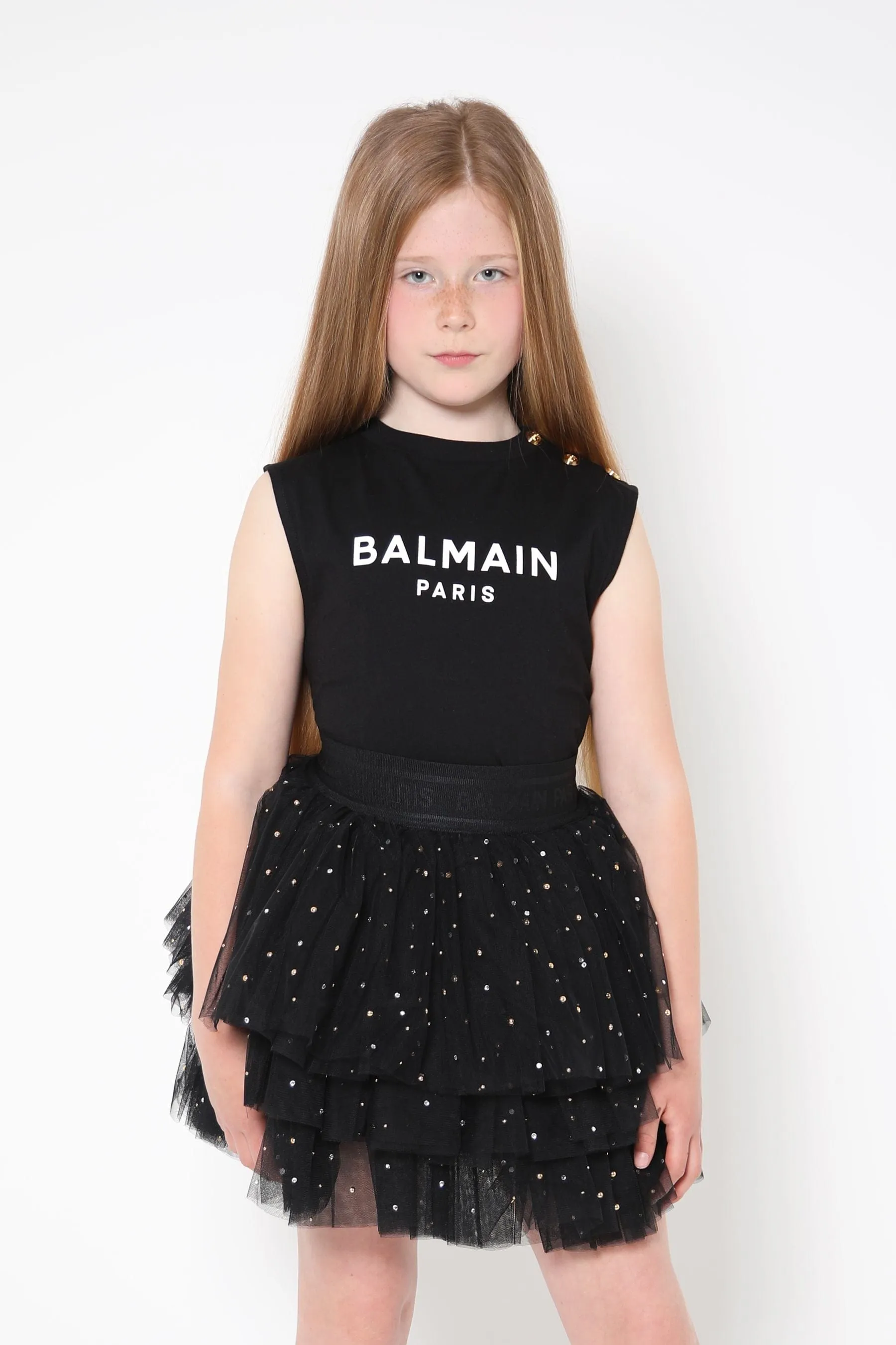 Jupe en tulle superposée Balmain pour fille