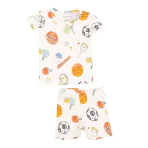 Ensemble de vêtements de détente en bambou à manches courtes avec short - Sports Ball Friends par Angel Dear