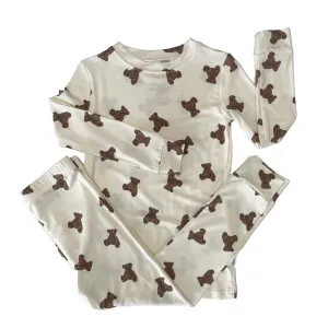 Pyjama deux pièces en bambou avec motif ours en peluche pour enfants