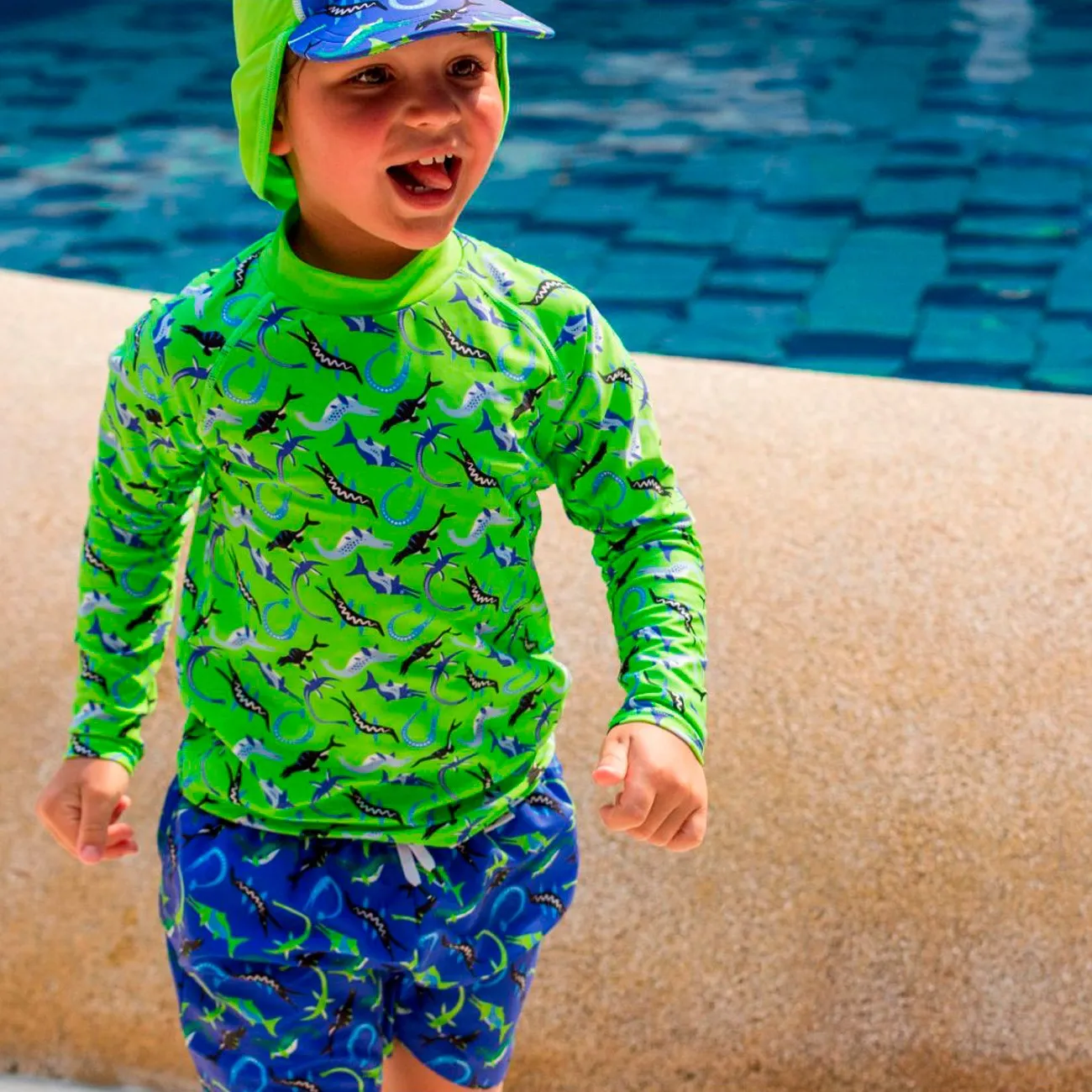 BECO Shorts Dinosaures Océan Bleu
