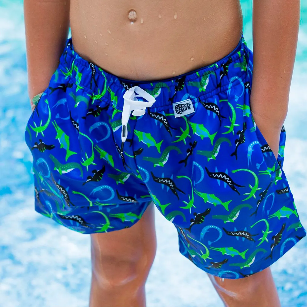 BECO Shorts Dinosaures Océan Bleu