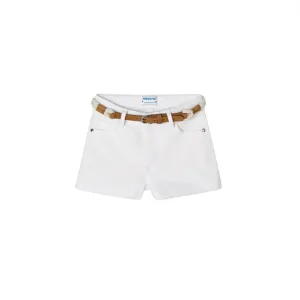 Better Cotton Shorts à Ceinture - Blanc par Mayoral - VENTE FINALE