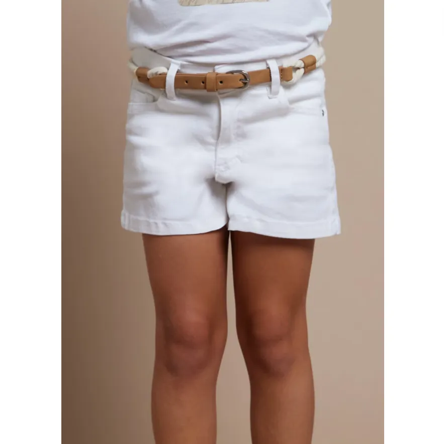 Better Cotton Shorts à Ceinture - Blanc par Mayoral - VENTE FINALE