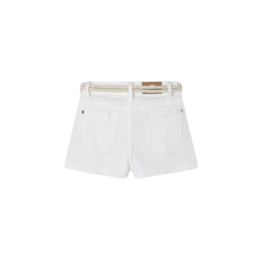 Better Cotton Shorts à Ceinture - Blanc par Mayoral - VENTE FINALE