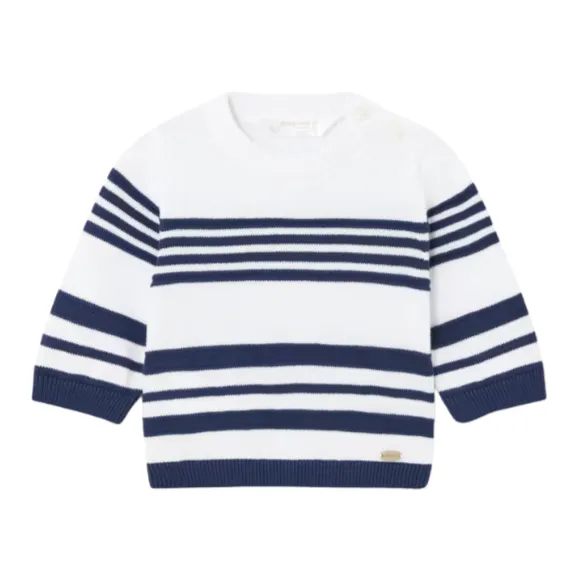 Pull en Coton de Qualité Supérieure - Blanc/Marine par Mayoral - VENTE FINALE