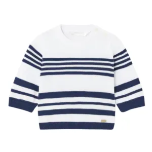 Pull en Coton de Qualité Supérieure - Blanc/Marine par Mayoral - VENTE FINALE