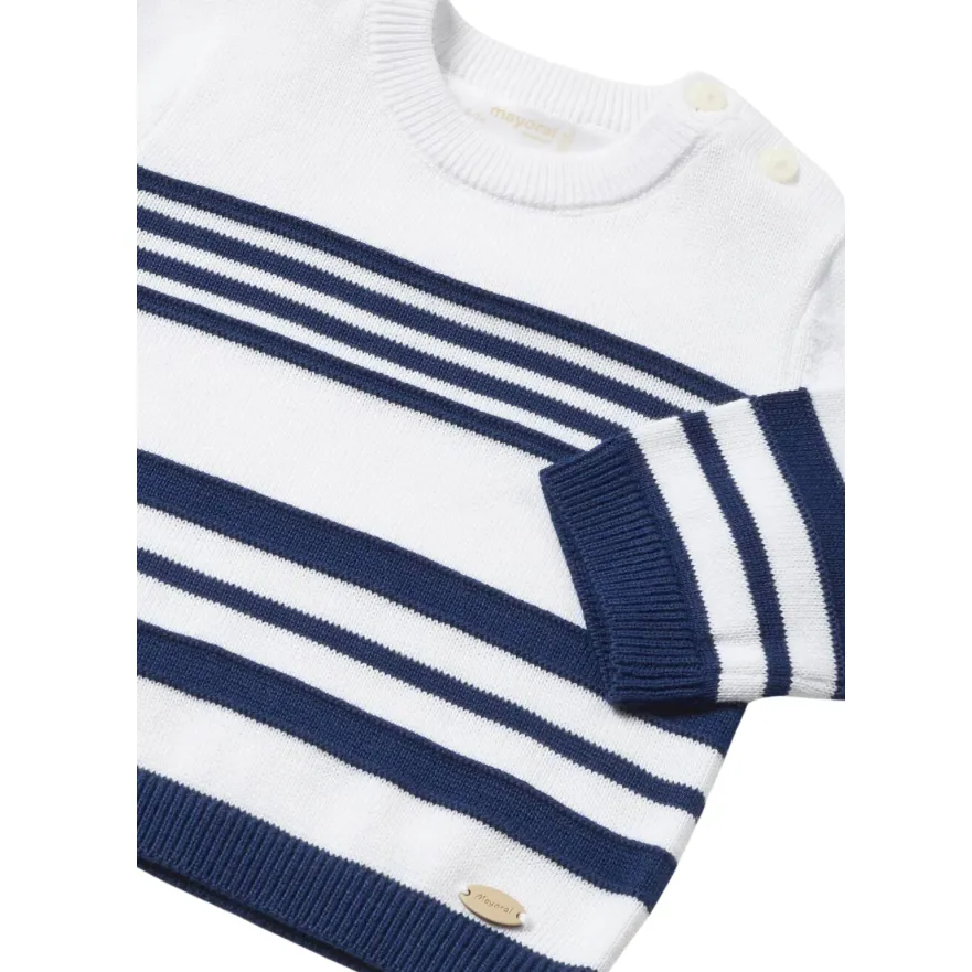Pull en Coton de Qualité Supérieure - Blanc/Marine par Mayoral - VENTE FINALE