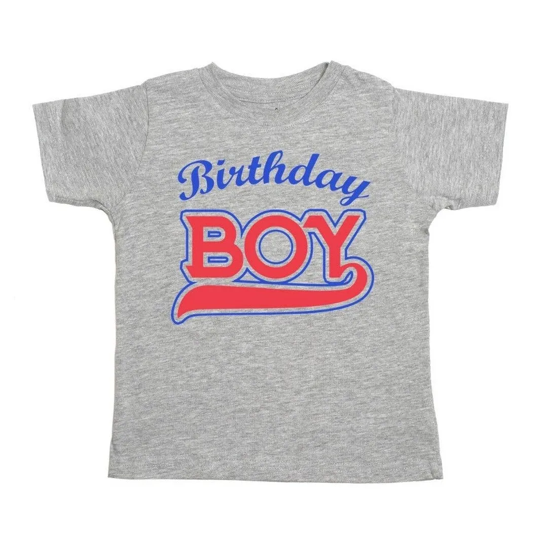 T-shirt Baseball Manches Courtes Birthday Boy - Gris par Sweet Wink
