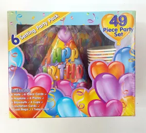 Pack de fête d'anniversaire avec 49 pièces