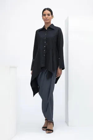 Chemise de salon évasée noire