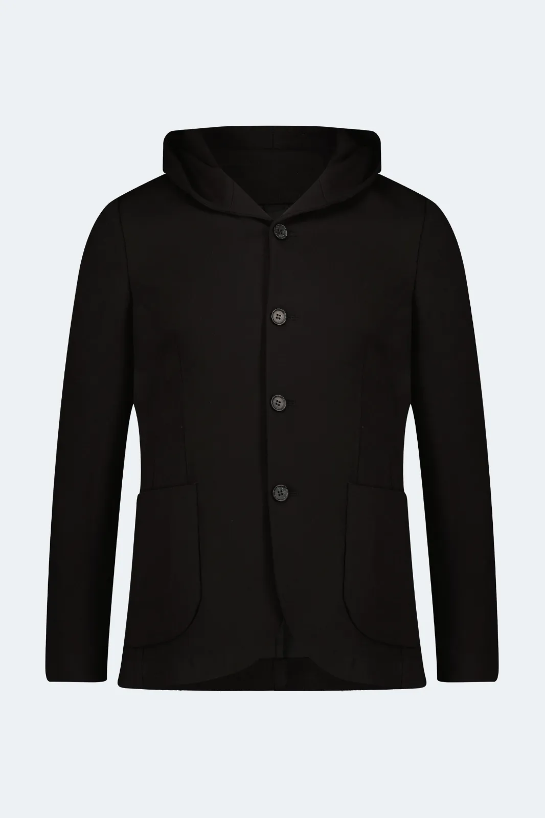 Veste sport à capuche boutonnée en tricot noir