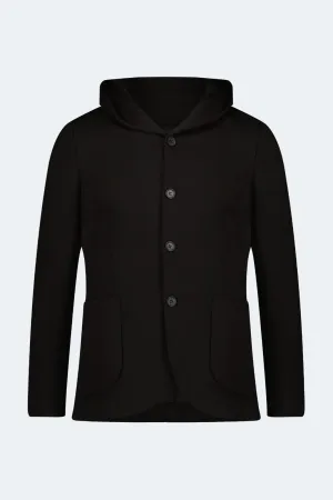 Veste sport à capuche boutonnée en tricot noir