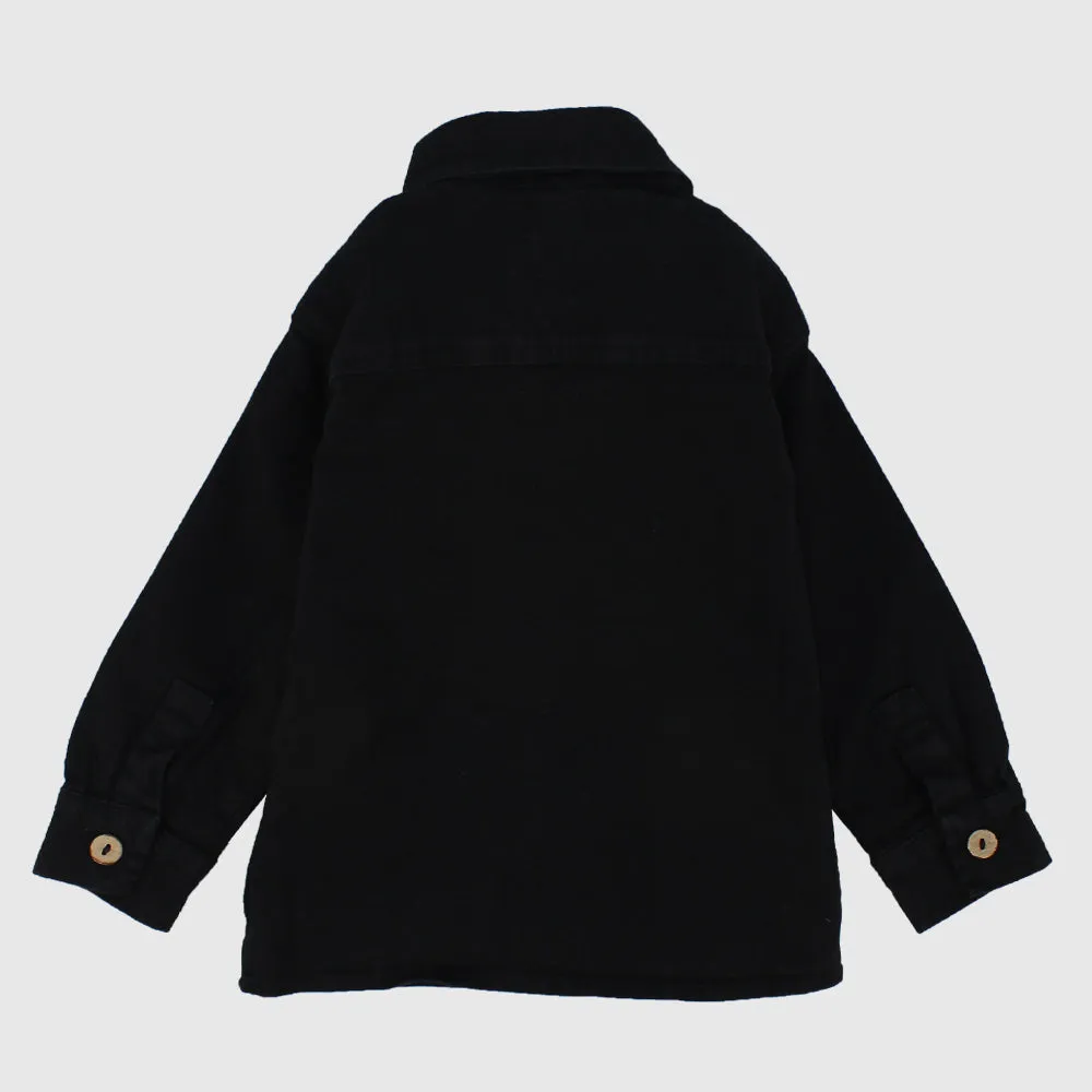 Chemise longue noire à manches longues
