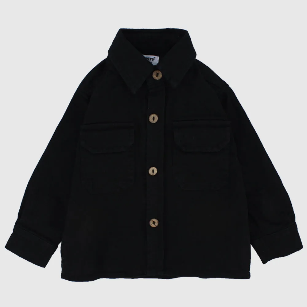 Chemise longue noire à manches longues